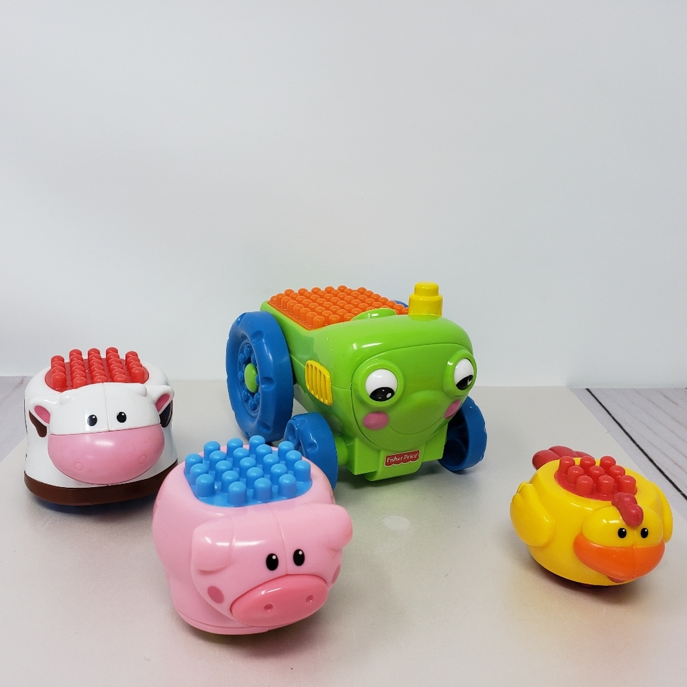 Fisher Price Shake & Stack Farm Tractor Cow Pig Chicken Lot of 4